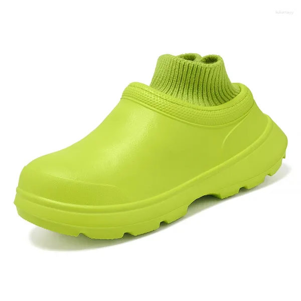 Sandálias 2024 Inverno Pele El Cozinha Homens Mulheres Não-Slip Impermeável À Prova de Óleo Trabalho Algodão Cook Chef Jardim Praia Sapatos Plus Size 37-46