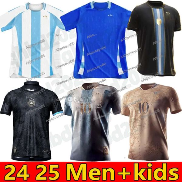 24 25 Arjantin Futbol Formaları 2023 2024 Erkek Çocuk Kiti 22 23 Maradona Dybala Messis di Maria Martinez Allister Özel Rozet Oyuncu Maillots de Futbol Gömlekleri