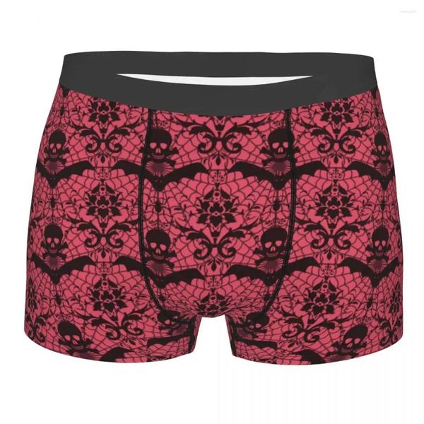 Cuecas masculinas sexy crânio gótico oculto roupa interior halloween esqueleto arte boxer briefs homens respirável shorts calcinha