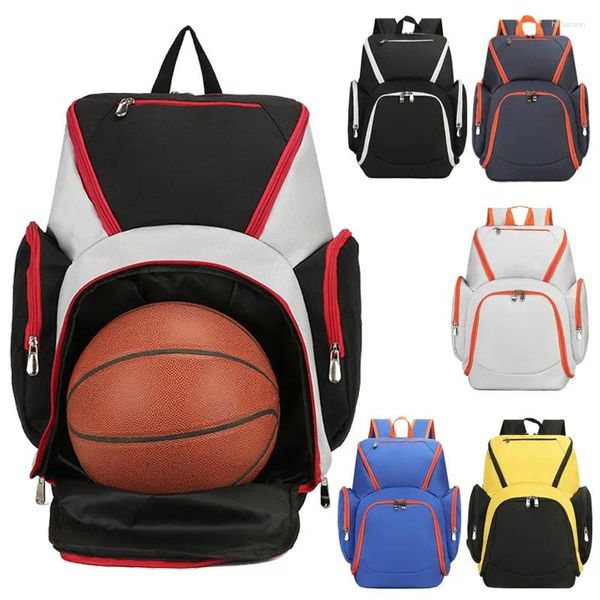 Рюкзак для баскетбола большой вместимости с отдельным держателем для мяча, гладкая молния, несколько отделений, защищенная от брызг молодежная спортивная сумка