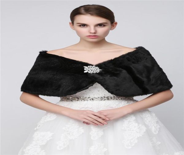 Avvolge Pelliccia sintetica Inverno Avvolgente da sposa Stola Coprispalle Matrimonio economico Serata Prom Scialle da festa Disponibile 170126262959