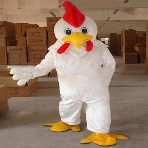 2018 profissional fazer tamanho adulto frango branco mascote traje galo inteiro mascot287e