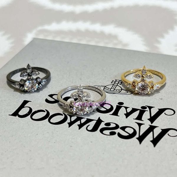 Jóia Vivianeism Westwoodism anéis de diamante completo super espumante colette olho de zircão cruzado anel de zircão