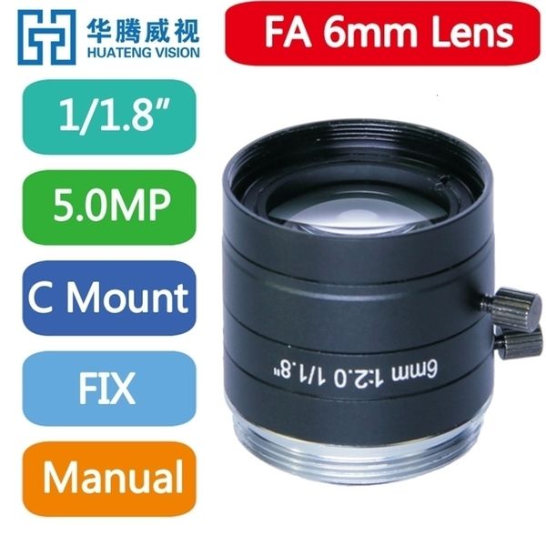 Lente de abertura manual C Mount 6mm para câmera de alto desempenho 118 FA de 5 Mega pixels com visão de máquina lentes de distância focal fixa 240113