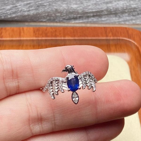 Anéis de cluster 925 prata esterlina azul zircão águia estética para mulheres casamento ins jóias presente acessórios rop atacado