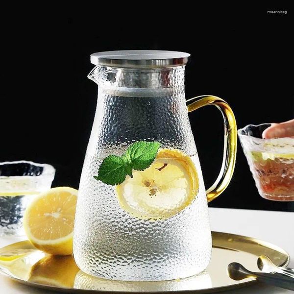 Набедренные колбы Стеклянный охлаждающий чайник Бытовая чашка для воды Большая емкость Молоток Холодный набор с бамбуковой крышкой