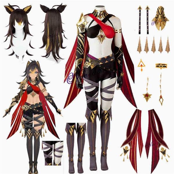 Costumi Anime Gioco Genshin Impact Dehya Cosplay Koum Sumeru Genshin Impact Cosplay Dehya Parrucca Anime Sexy Festa di Halloween Koum Woma302k