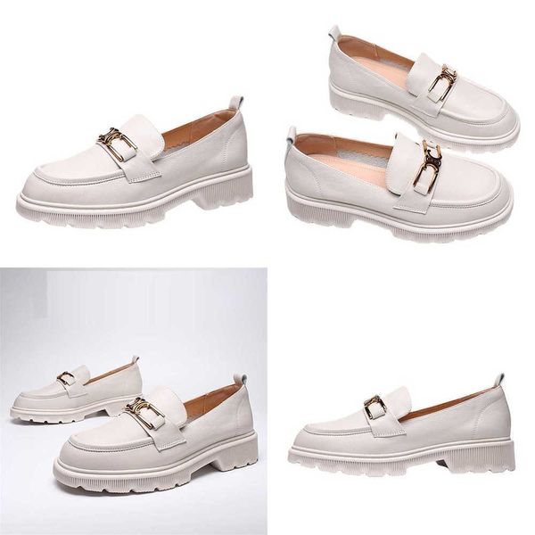 Mulheres vestido sapatos de couro sapatos femininos com maior espessura solas grossas estilo britânico primavera mocassins de couro genuíno pontapé fora