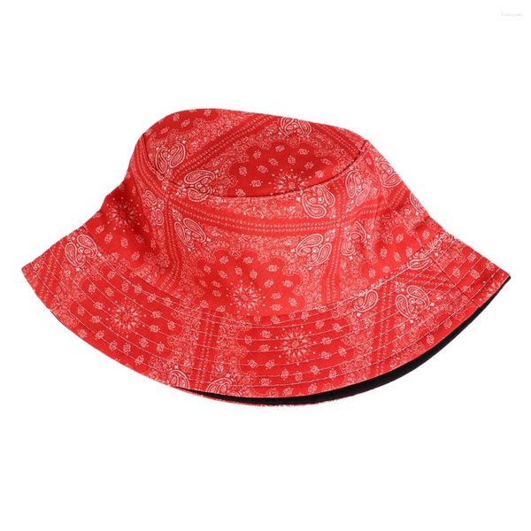 Berets Chapéu de Pescador UV Chapéus Proteção Impressão Verão Sunhats Poliéster Paisley Padrão Homens e Mulheres