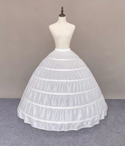 Hoge kwaliteit witte 6 hoepels petticoats voor trouwjurk plus size pluizige quinceanera toga's benodigdheden onderrok crinoline pettycoat hoepelrok