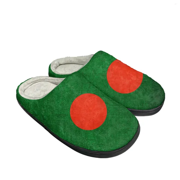 Hausschuhe, Bangladesch-Flagge, Baumwolle, individuell, für Herren und Damen, Sandalen, Plüsch, Schlafzimmer, lässig, warm haltende Schuhe, Thermo-Slipper