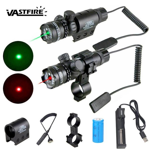 Ponteiros tático vermelho/verde ponto mira laser interruptor ajustável 650nm/532nm ponteiro laser para 11mm21mm anel rifle arma escopo caça lazer