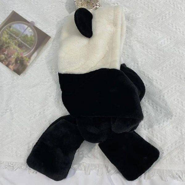Береты, термошапка с рисунком панды, зимняя толстая плюшевая, теплая, мягкая, полная защита, ветрозащитная шапка для унисекс, для активного отдыха, милая
