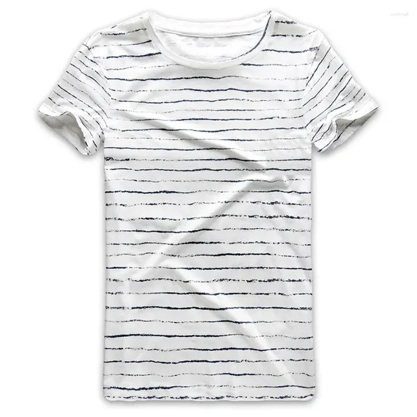Herren-T-Shirts, schwarz-weiß gestreiftes Hemd, Herren-Mann, Zebra-Streifen, Top-T-Shirts, Rundhalsausschnitt, kurze Ärmel, Matrosen-T-Shirt männlich