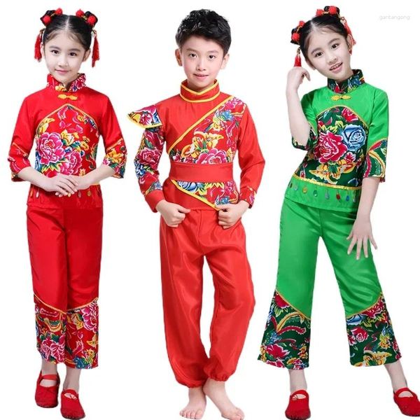 Palco desgaste chinês folk dança traje meninas yangko roupas modernas tambor dança desempenho roupas ano hanfu terno