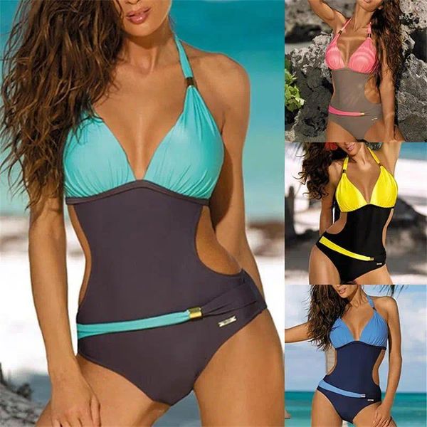 Costume da bagno intero da donna taglie forti Costume intero da donna 2024 Costume da bagno vintage trikini push up monokini con scollo a V e scollo a V grande