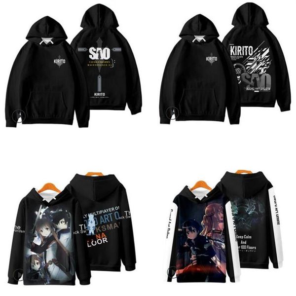 Japon anime sao kılıç sanat çevrimiçi cosplay kostümü Kirito Kirigaya Kazuto Yuuki Asuna Unisex 3D Hoodies Sweatshirt Streetwear260V