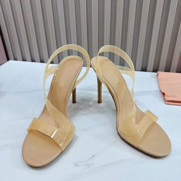 Amor em forma de sandálias altas transparente pvcpointed toes 10.5cm sexy moda magro salto alto vestido sapatos fábrica caixa de sapato sapatos femininos saltos altos 35-41