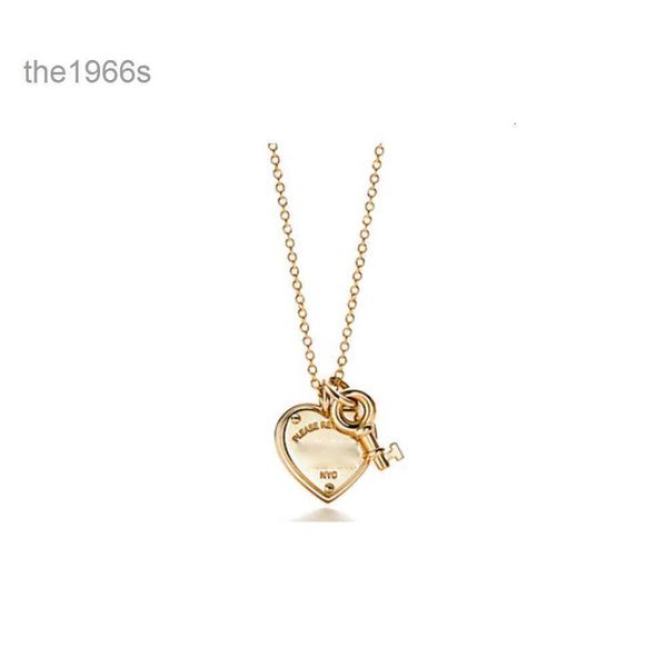 Designer clássico s925 prata esterlina coração chave banhado a ouro colar de diamante popular amor pingente colar corrente sifl