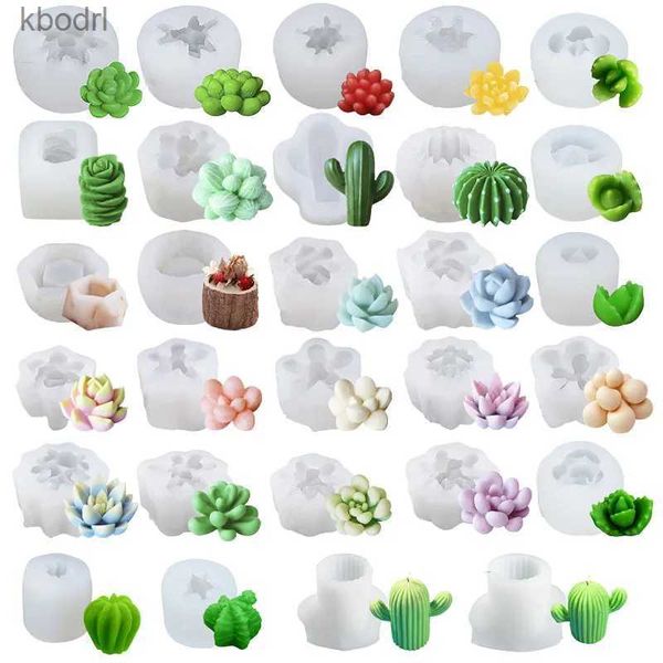 Ferramentas de artesanato 3D Silicone Candle Mold Cactus Candle Forms Formulários Simulação Sabão de Flores de Flores Suculenta Candherapia Fazendo Mold Craft YQ240115