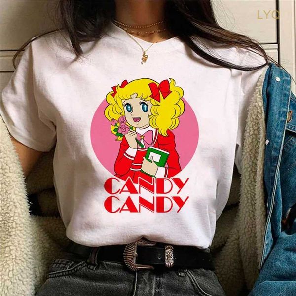 Candy Top mujer verano camiseta chica diseñador gráfico Anime Y2k Tops camisetas ropa femenina