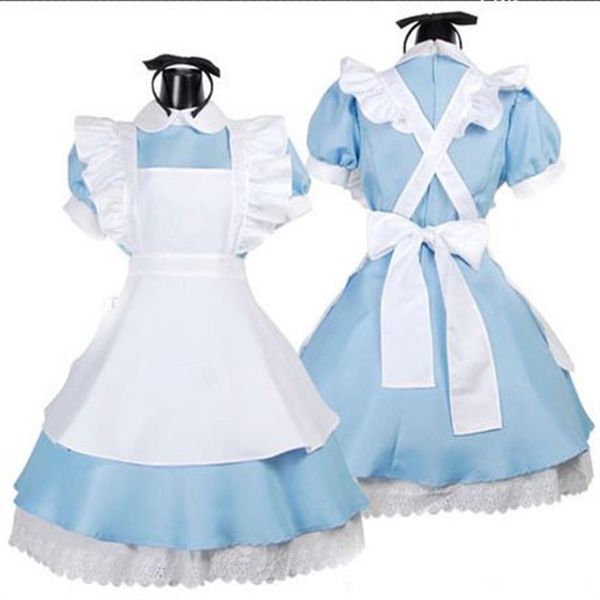 Japonês-venda fantasia meninas alice no país das maravilhas fantasia azul tom claro lolita empregada roupa traje de empregada doméstica dress263u