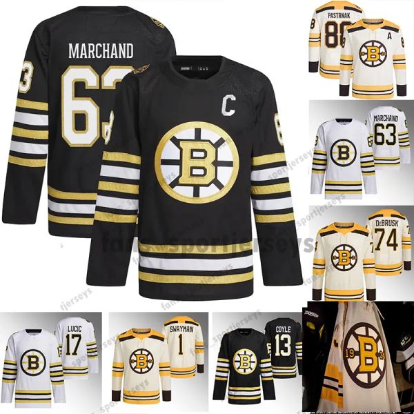 Benutzerdefinierte Hockey-Trikot Männer Frauen junge Boston''Bruins''Milan Lucic Patrice Bergeron Brad Marchand Linus Ullmark Jeremy Swayman Charlie Coyle Frederic