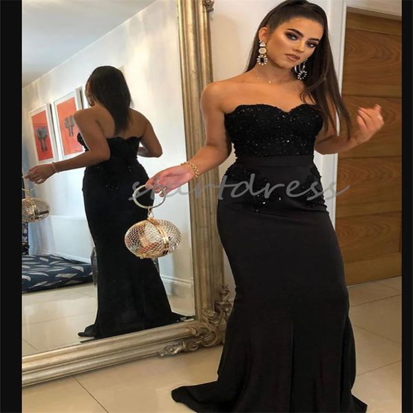 Anmutiges schwarzes Meerjungfrau-Abschlussballkleid 2024, herzförmiges Satin-Pailletten-formales Kleid in Übergröße, elegantes langes Abendkleid für besondere Anlässe, Robe De Soriee Vestio De Fiesta