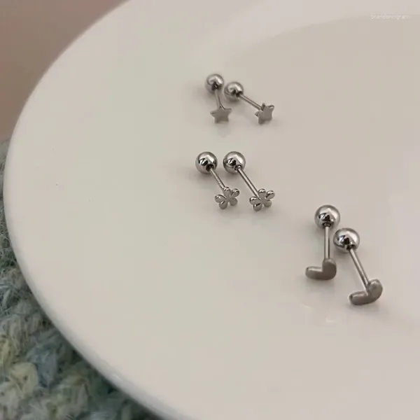 Ohrstecker 2024 925 Silbernadeln Einfacher Mini-Stern-Herz-Ohrring für Frauen Mädchen Teen Tiny Screw Back Piercing Tragus Zubehör