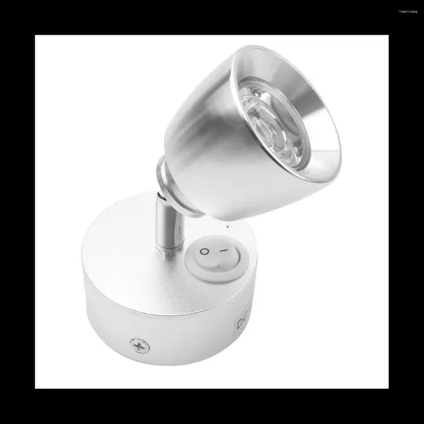 Lâmpada de parede cabeceira refletor RV luz interruptor de clipe de leitura para caravanas barcos etc (prata)