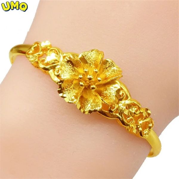 UMQ 24-каратный золотой браслет 999 из полного золота Дракона и Феникса Благоприятный песочный золотой браслет Тайское золото Вьетнамский песочный золотой браслет Bridal240115
