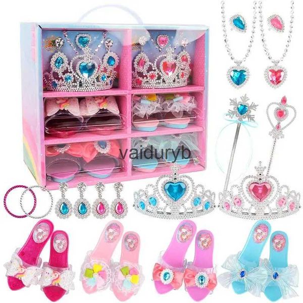 Bellezza Moda Principessa Scarpe da vestire Gioielli Collana Orecchini Corona Bacchetta Fai finta di giocare Set di accessori moda per bambina Regalo Giocattolo #WOvaiduryb