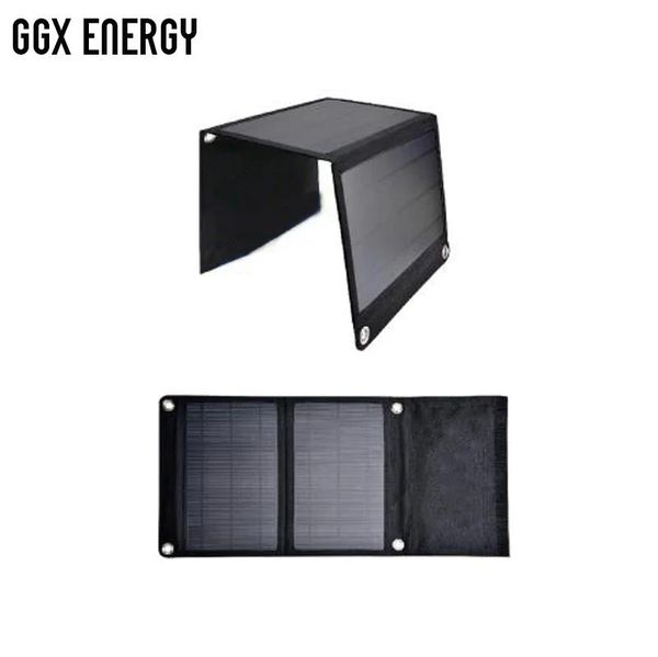 Acessórios GGX ENERGY 14Watt Dual USB 5V 2A portátil dobrável carregador de painel solar bateria de energia de acampamento para smartphones