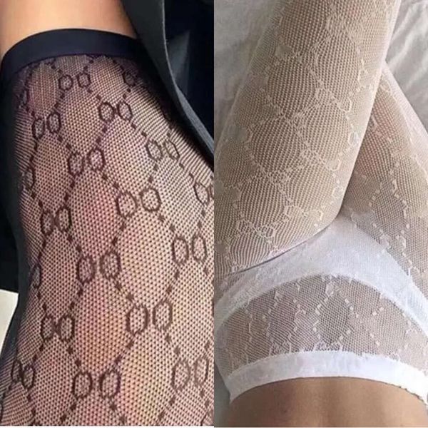 Design Meias para Mulheres Sexy Carta Preto Branco Estoque Moda Luxurys Respirável Designer Leg Tights Ins Womens Sexy Lace Stocking Impresso Sex Toy Silk S1