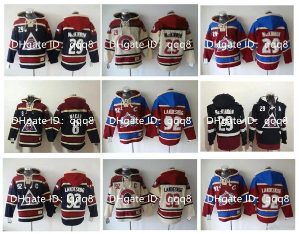 Personalizzato Uomo Donna Gioventù Old Time Avalanche Hockey Maglie Nathan Kinnon Mikko Rantanen Cale Makar Gabriel Landeskog Felpa con cappuccio Pullove Winter Jac