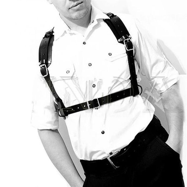 Cintura da uomo in pelle di alta qualità con bretelle sul petto cintura in vita punk gotica tutto-fiammifero accessori per abbigliamento cosplay maschile moda spalla Brace195D