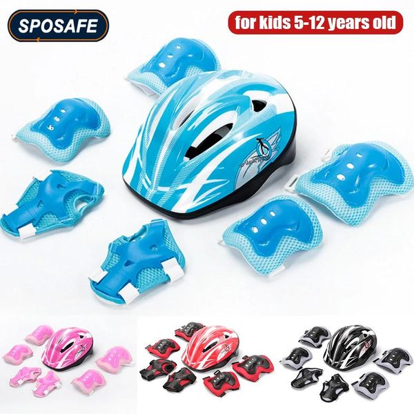 Capacetes Crianças Rollerblading Equipamento de Proteção Conjunto Protetor de Capacete Joelho Cotovelo Almofadas de Pulso Menino Menina Bicicleta Skate Scooter Esportes