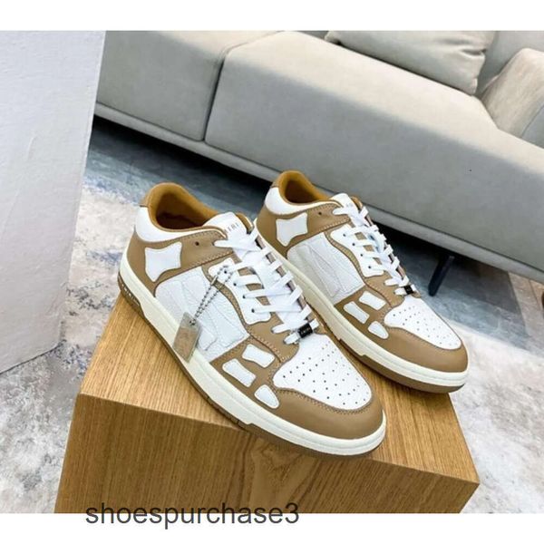 Top Herren Damen Sneakers Schuhe Casual Qualität Designer Mode Schuh Leder Atmungsaktiv Chunky Low Skel Sports Amirrs Red Bone Board Small White Panda Farbe 1QX3