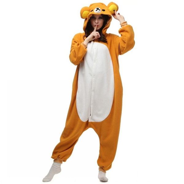 İyi yapılmış 2016 yeni polar rilakkuma ayı kigu pijama anime cosplay kostümü unisex yetişkin onesie sweetwear karikatür ayı tulum fr292q