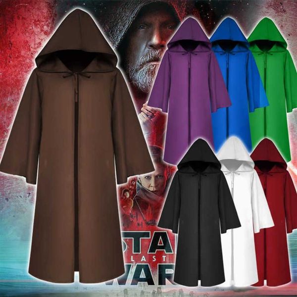 Death Cos Cloak Europäischer mittelalterlicher Umhang Erwachsenes Kind Jedi-Ritter-Umhang Gravekeeper Solid Cap Mönch Acolyte Robe Y09032889