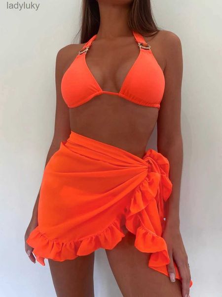 Costumi da bagno 2021 Maglia sottile Mini gonne a volant Copricostume da donna Abito con nappa Bikini Gonna da bagno color caramella Costume da bagno da donna Beachwear WrapL240115