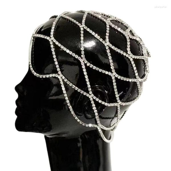 Haarspangen Luxus Hohl für Strass Mesh Kopfschmuck Hochzeit Kopfkette Kristall Headb Drop