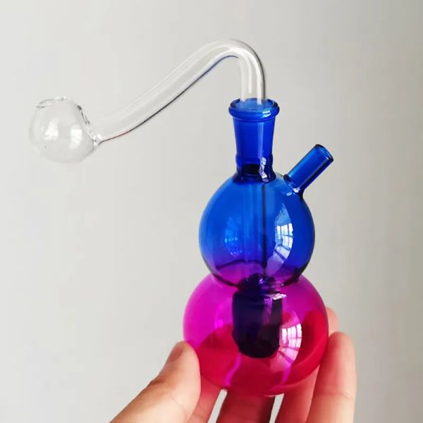 Hookah Set Fumar Shisha Glass Oil Rig Bong Ash Catchers para Bongs Percolater Bubbler quemador con tabaco Bowl Manguera de silicona Forma de calabaza ZZ