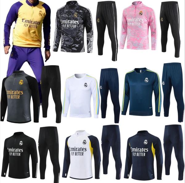 Tute da calcio con cappuccio per bambini Set Real madrid TRACKSUIT set 23 24 kit da calcio per uomo e bambino chandal futbol survêtement madrides TRAINING tuta giacca da calcio S-2XL