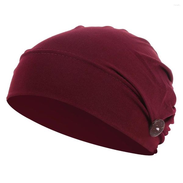 Berretti Berretto africano Turbante Copricapo con perline Sciarpa Chemioterapia Copricapo Cappello elasticizzato in poliestere per ragazza (Rosso)