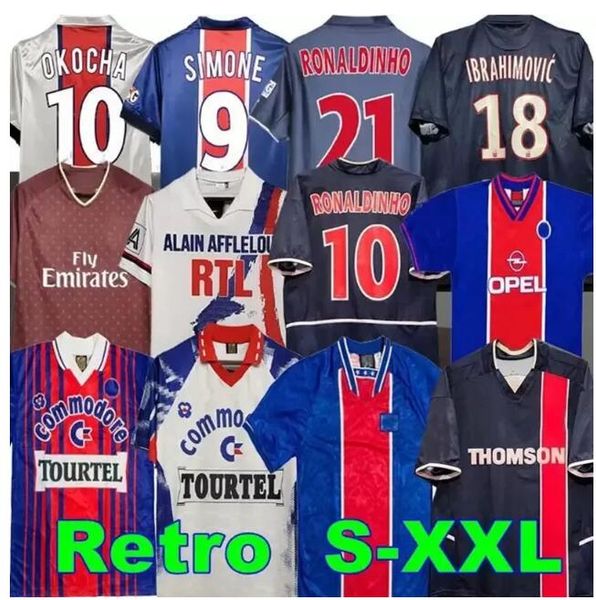 1998 Paris retro futbol formaları psges 93 94 95 96 98 99 Okocha Leroy Adailton 00 01 02 03 90 92 Klasik Rai Anelka İbrahimovic Camisas de Futebol Ronaldinho Simone