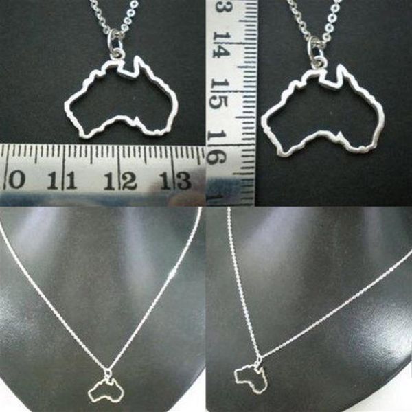 Collana con ciondolo mappa Australia 5 pezzi - Collana con mappa geografica Sydney Melbourne Perth Brisbane Tasmania Geek City gioiello274D