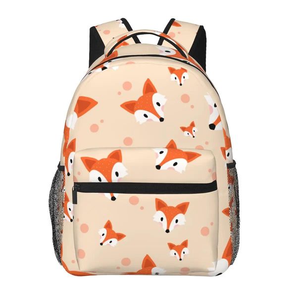 Taschen Schultasche für Mädchen und Jungen, Laptop-Rucksack, Kinderrucksack, niedlicher Hut, Fuchs-Muster, Taschenpackung