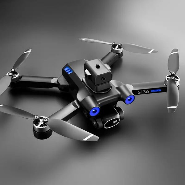 Com 2 baterias Novo drone UAV Quadcopter S136 com câmera dupla HD ESC, posicionamento GPS, prevenção inteligente de obstáculos em 360 °, fluxo óptico pairando,