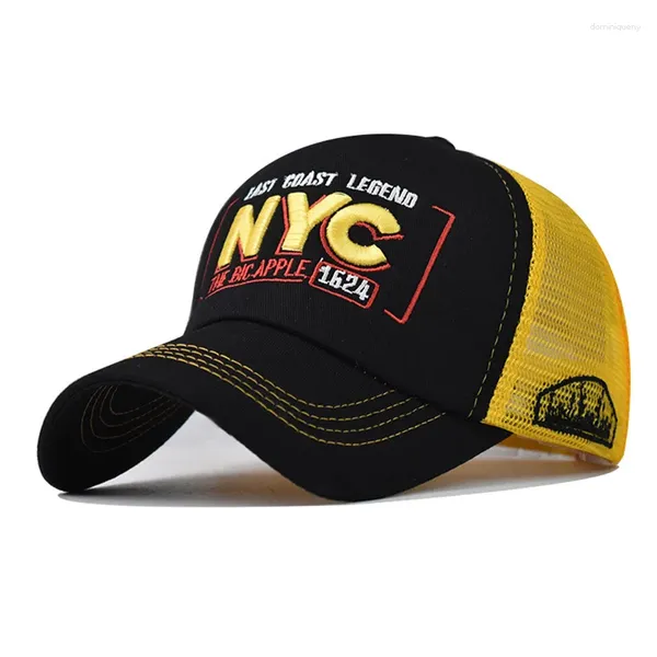 Gorras de bola Bordado 3D Hombres Mujeres Gorra de béisbol NYC Malla Transpirable Verano Sombrilla Snapback Patchwork Parejas Viajes Visera Sombreros EP0489